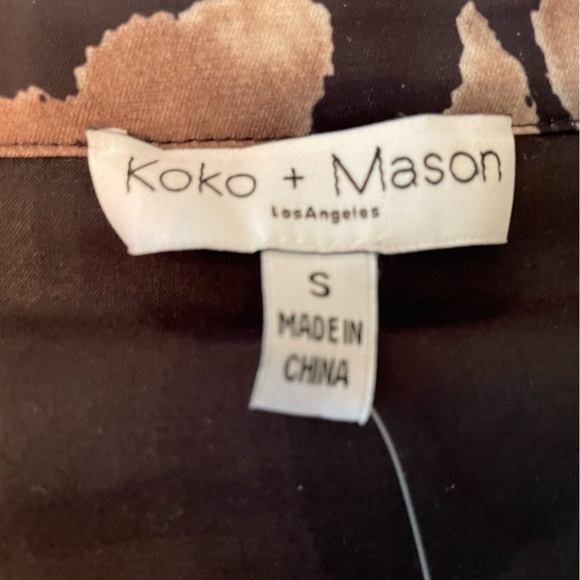 NWT Koko + Mason women’s animal print blouse black and tan size small - Picture 7 of 8